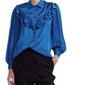 Maje cottage core/ coquette silk ruffle blouse NWT